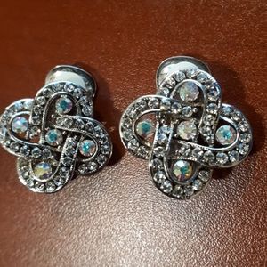 Vintage Clip On earrings Silver tone